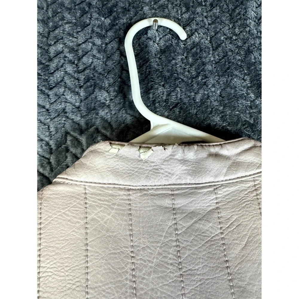 G.H. Bass & Co. Motorcycle Jacket Womens L Cream Stretch Lined Full‎ Zip Winter